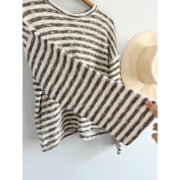 Madewell | NWT Crewneck Long-Sleeve Knit Tee in Stripe navy cream | Sz M - Picture 4 of 10